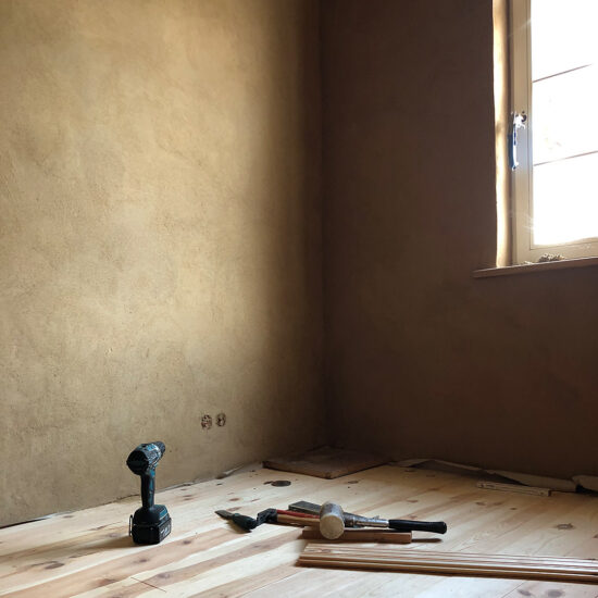 Arbeitszimmer: Fußbodenverlegen